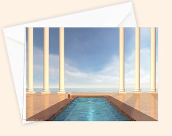 Atlantean Spa - Heavenly Day Card, mystical item, greeting card, Atlantis, mystical card, columns, metaphysical gifts