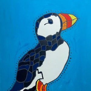 Puffin Gouache Painting, Puffin Portrait Painting, Puffin Wall Art, Bird Painting, Bird Gouache Painting, Nature Painting, Puffin Art