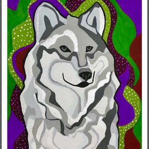 White Wolf Gouache Painting, Wolf Painting, Wolf Wall Art, Wolf Gouache Painting, Wolf Art image 3