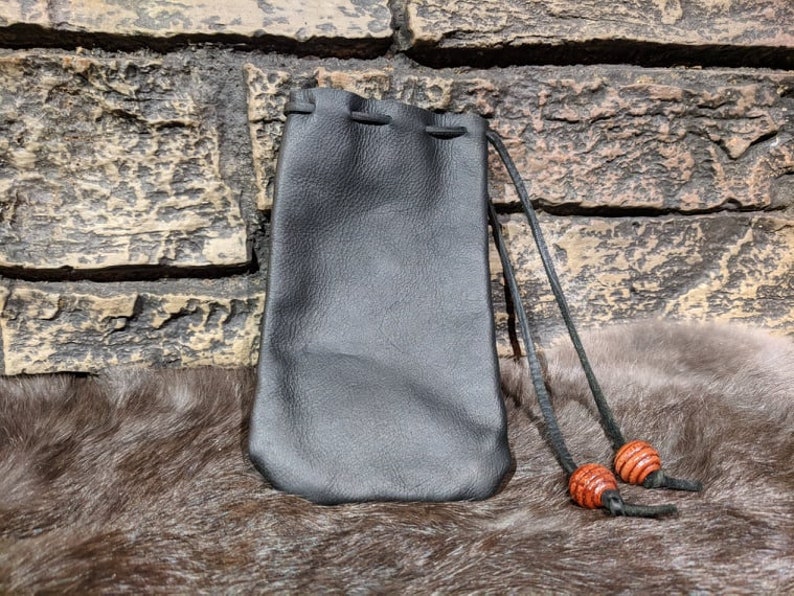 Leather Drawstring Coin Pouch