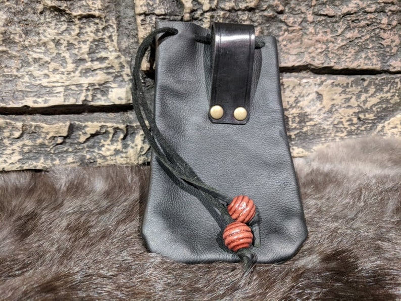 Leather Drawstring Coin Pouch