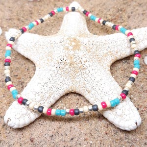 Multi-color boho stretch anklet. Dainty seed bead ankle bracelet.