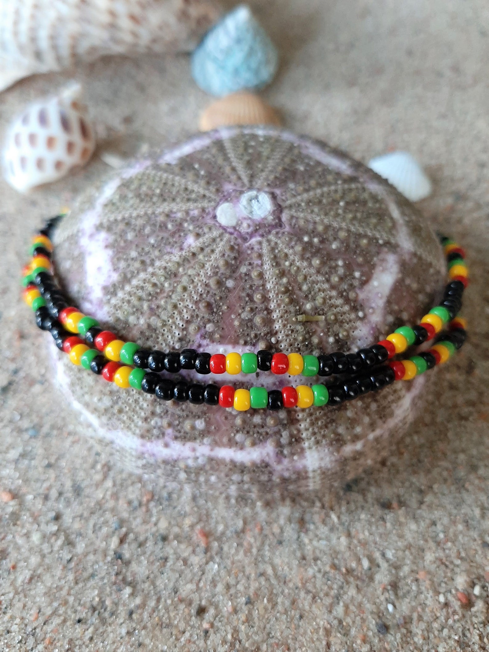 Rasta Seed Bead Stretch Anklet. Rasta Ankle Bracelet Jamaican Etsy