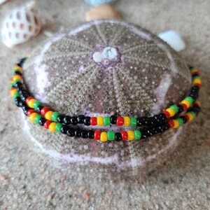 Simple Rasta Anklet Rasta Seed Bead Stretch Anklet, Jamaican Colors - Etsy