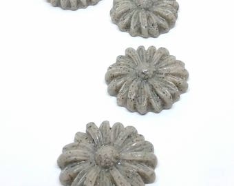 Fairy garden miniature flower stepping stones. Set of 4. Granite look.