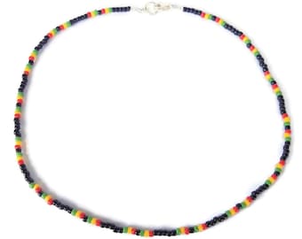 Rasta beaded necklace. Jamaican necklace, reggae necklace.