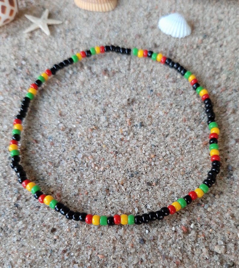 Simple Rasta Anklet Rasta Seed Bead Stretch Anklet, Jamaican Colors - Etsy