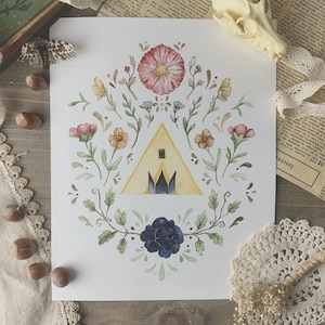 Midsommar Cottagecore Watercolor Print