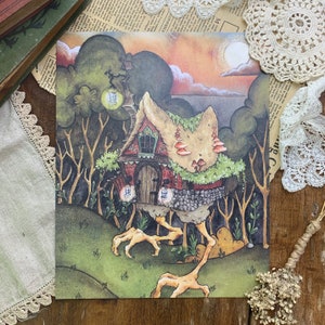 Baba Yaga's Hut Fairytale Watercolor Print