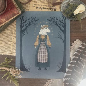 Ritratto popolare di donna di Ada Lamb, stampa Cottagecore
