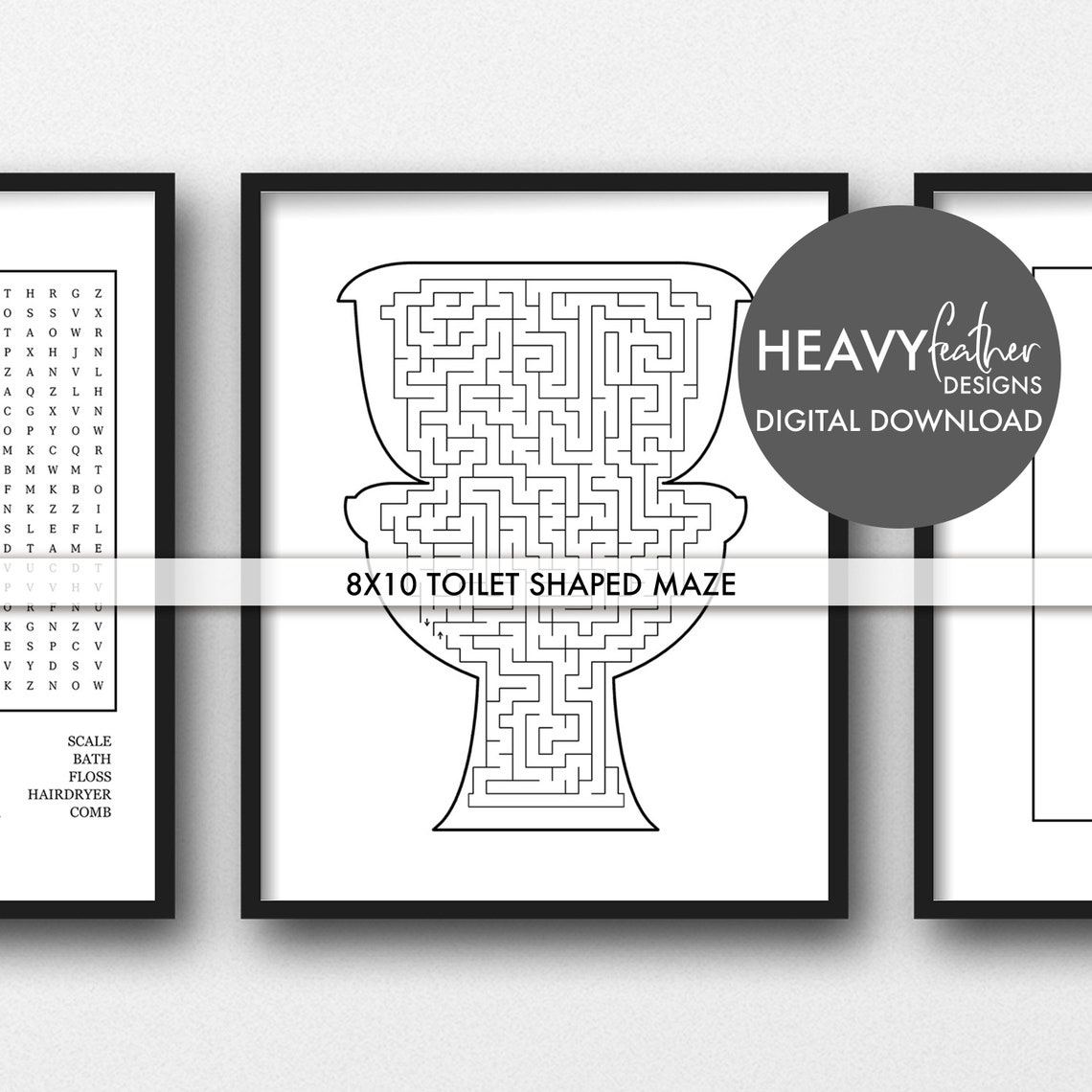 Bathroom Decor Bathroom Word Search Maze Word Scramble JPG/PDF Etsy
