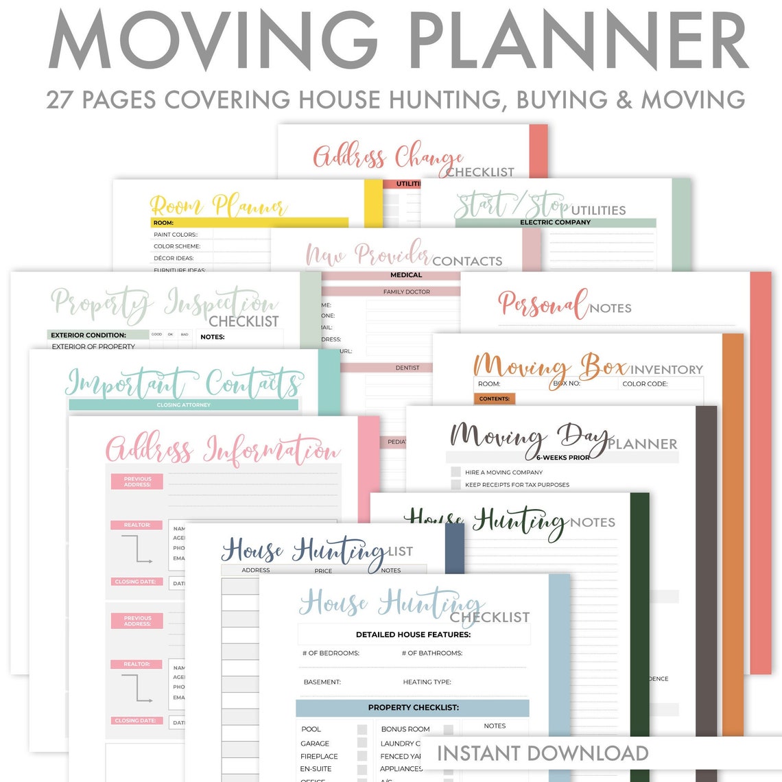 Moving Planner House Hunting and Home Buying Printable PDF | Etsy