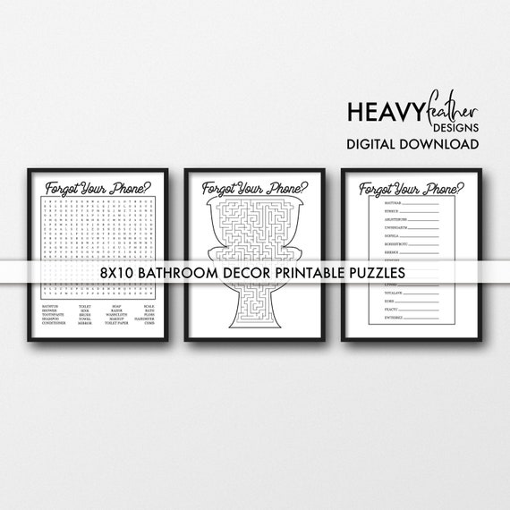 Forget Your Phone Bathroom Word Search Maze Word Scramble Etsy