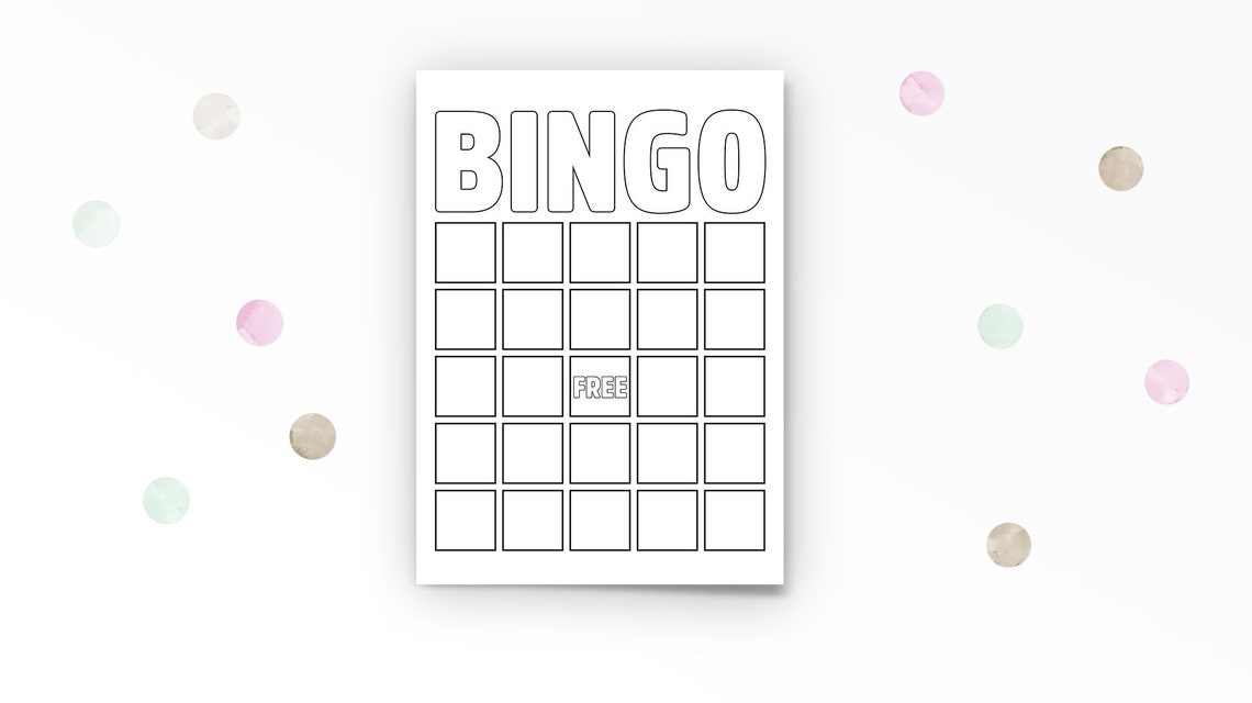 Plain Bingo Cards Blank Bingo Set Bingo Games Template Etsy