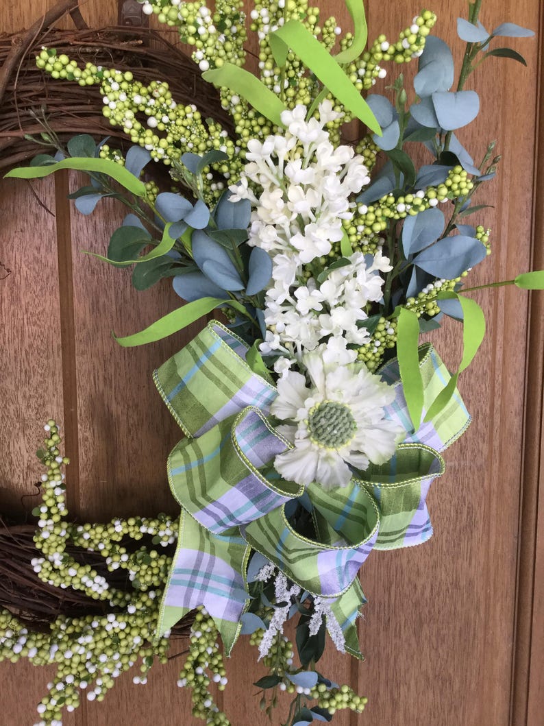 Gift Front Door Wreath Spring Wreath Eucalyptus Wreath Farmhouse Wreath Cottage Wreath