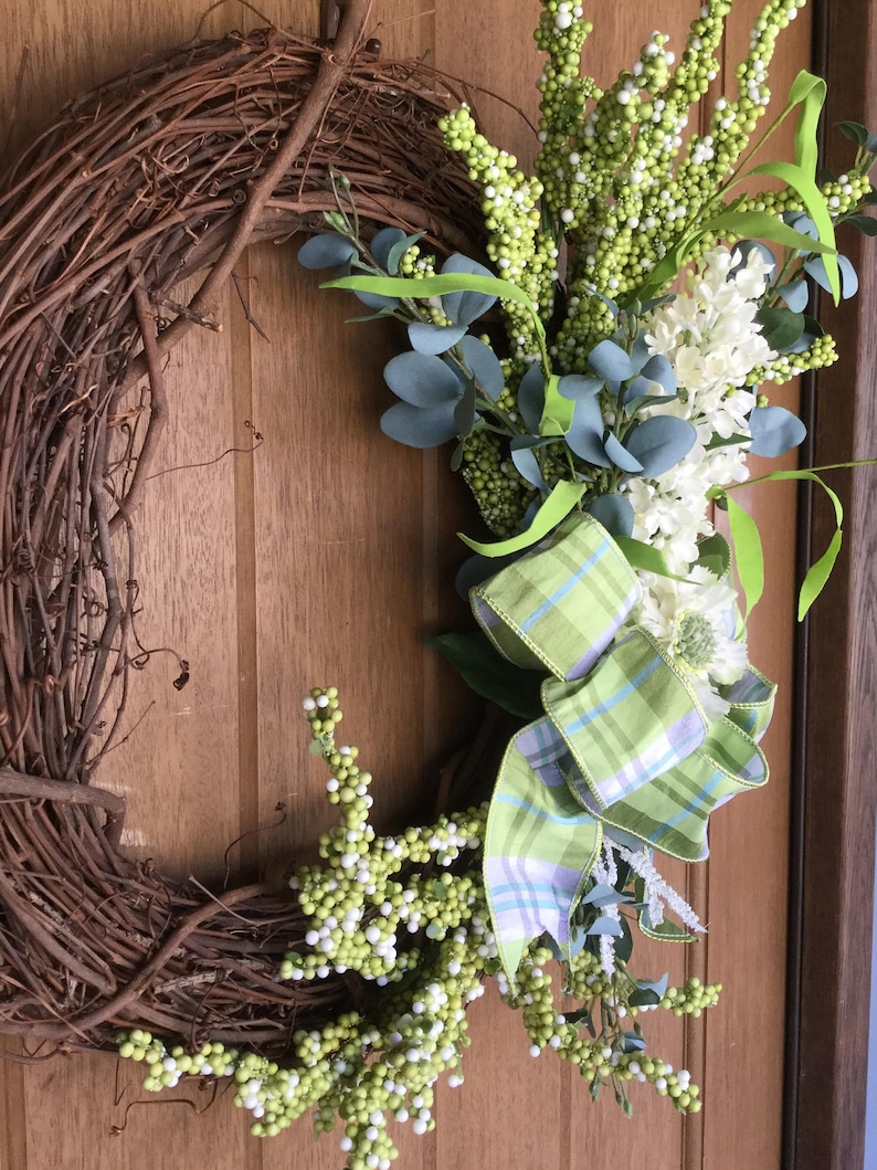 Gift Front Door Wreath Spring Wreath Eucalyptus Wreath Farmhouse Wreath Cottage Wreath