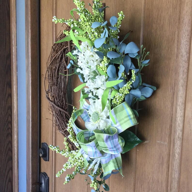 Gift Front Door Wreath Spring Wreath Eucalyptus Wreath Farmhouse Wreath Cottage Wreath