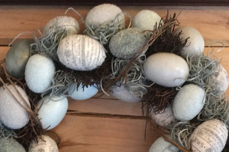 Robins Egg Blue Easter Wreath Rustic Easter Wreath Egg Wreath