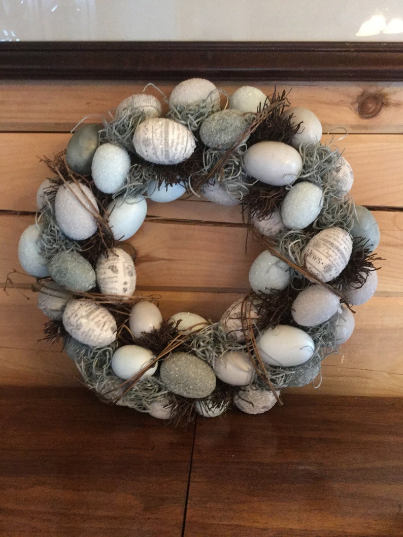 Robins Egg Blue Easter Wreath Rustic Easter Wreath Egg Wreath