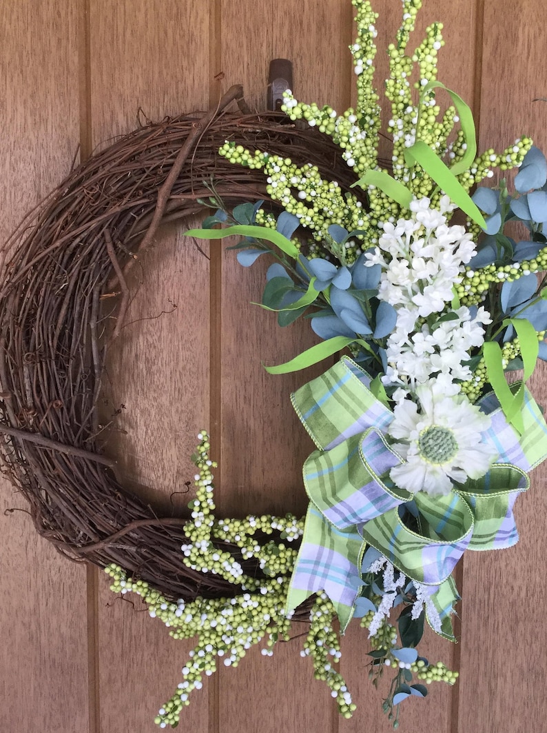 Gift Front Door Wreath Spring Wreath Eucalyptus Wreath Farmhouse Wreath Cottage Wreath
