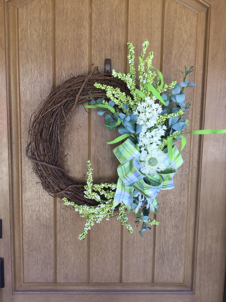 Gift Front Door Wreath Spring Wreath Eucalyptus Wreath Farmhouse Wreath Cottage Wreath