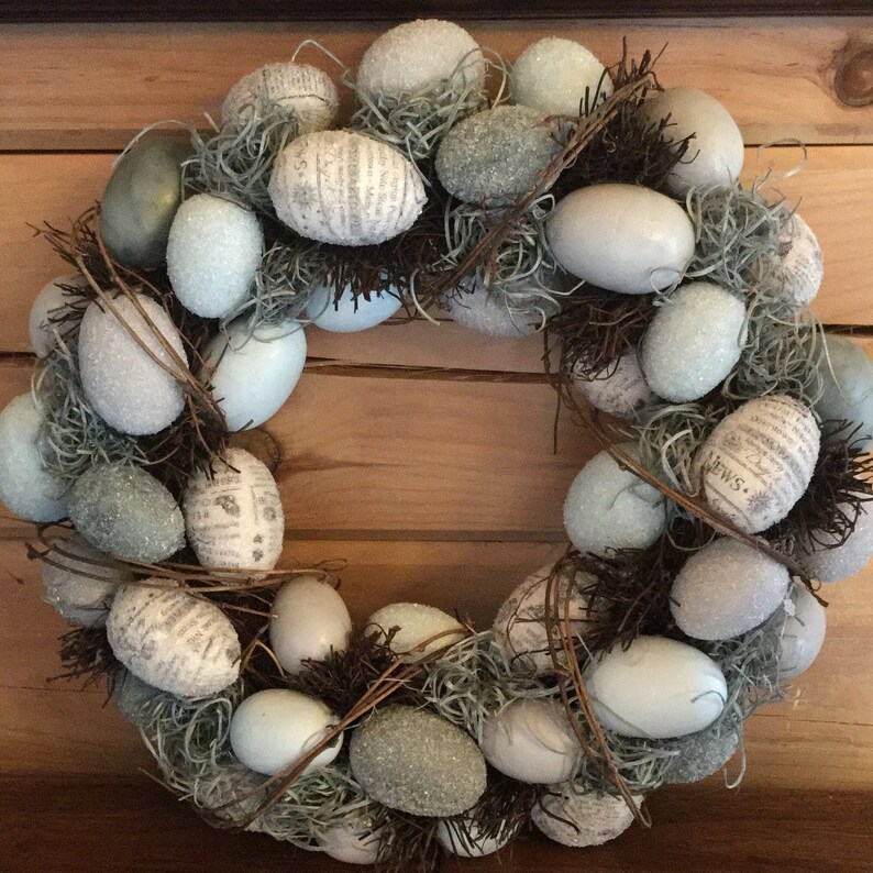 Robins Egg Blue Easter Wreath Rustic Easter Wreath Egg Wreath