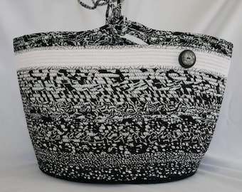 Rope Baskets - Black and White - Market Bag  - rope bowl