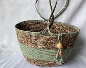 Rope Baskets - Knitting Tote - shopping tote - clothesline rope bowls - Batik Basket - Mother’s Day gift