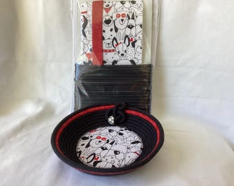 Rope Jewelry Bowl Kit  - fabric inset - Crafting gift - Bazaar items - cord bowl