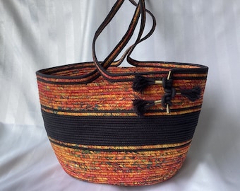 Rope Baskets - Knitting Tote - shopping tote - clothesline rope bowls - Batik Basket - Mother’s Day gift