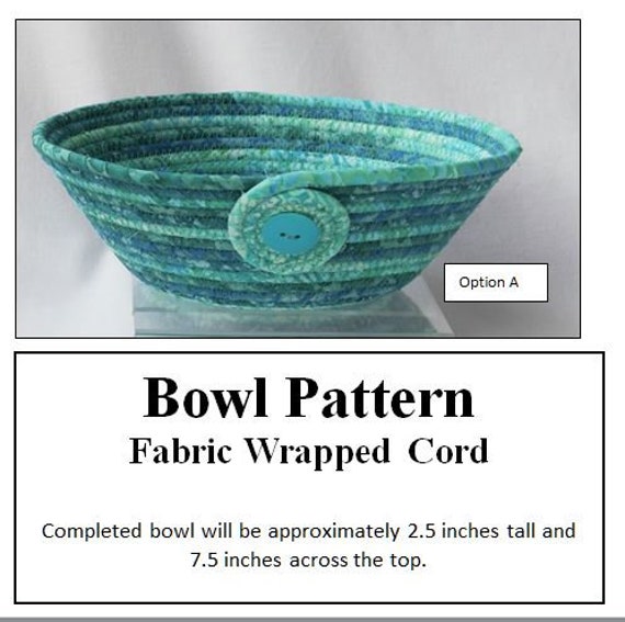 Rope Bowl Instructions PDF Pattern Fabric Wrapped Cord Rope Basket