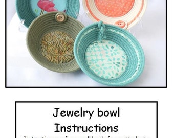 Rope Bowl Instructions - Fabric Insert - PDF Pattern- Starter pattern-rope -cord- Batik Baskets - clothesline rope basket pattern