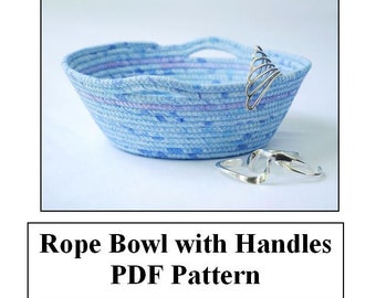 Rope bowl Instructions - Bowl with Handles - PDF Pattern - DIY Christmas gifts - Craft fair items - stash busters- Clothesline rope basket