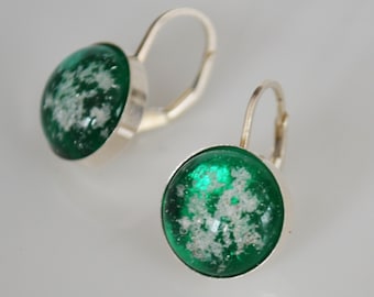Sterling Silver Cremation Ash Earrings: Fused Glass Pet Memorial