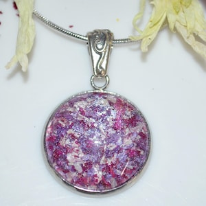 Memorial flower necklace-Custom Dried Flower Petal Pendant with flowers from your loved one's funeral, wedding, or other special occassion