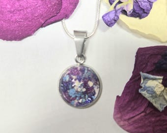 Custom Flower Petal Necklace: Stainless Steel Memorial Keepsake Jewelry