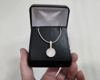 Cremation Jewelry Ash Necklace-the "Emma" Pendant -Pet Ashes Fused in Glass-Cremation Memorial Glass Jewelry