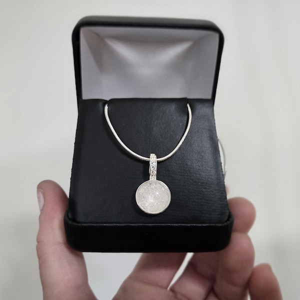 Cremation Jewelry Ash Necklace-the "Emma" Pendant -Pet Ashes Fused in Glass-Cremation Memorial Glass Jewelry