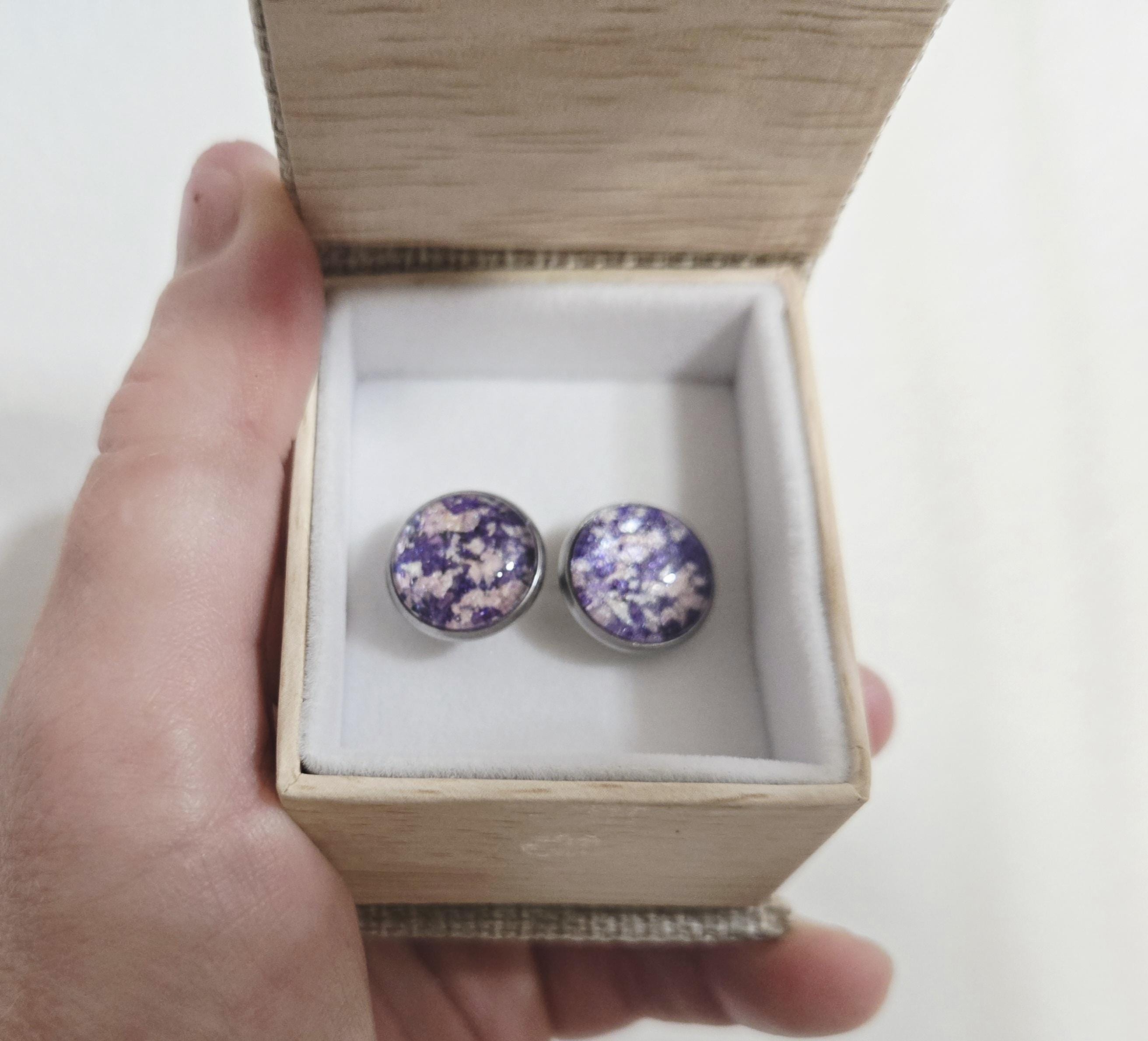 Memorial Flower Cuff Links: Stainless Steel Keepsake Jewelry