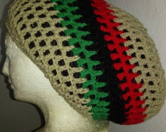 Custom Mandala Topper African Tam // Crochet Tams // Unisex Rasta Dreadlock Hats // Soulful Stitchery