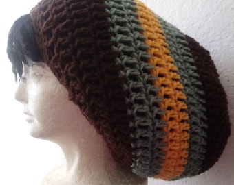 Classic 1970s Soul Vibes Rastafarian Tam // Crochet Tams // OOAK Unisex Slouchy Hats // Rasta Dreadlock Hats // SoulfulStitchery