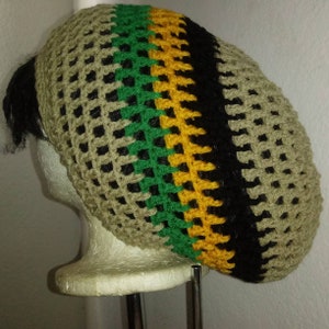 Custom Mandala Topper Jamaican Tam // Crochet Tams // Unisex Slouchy Rasta Hats // Dreadlock Hats