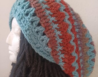The "Wind Parade" Drawstring Tam // Crochet Tams // OOAK Unisex Slouchy Hats // Dreadlock Hats // SoulfulStitchery