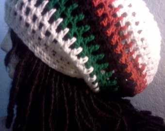 Custom Crocheted African RBG Dread Tam // Crochet Tams // OOAK Unisex Slouchy Rasta Hats // Dread Tams // Kwanzaa Gifts