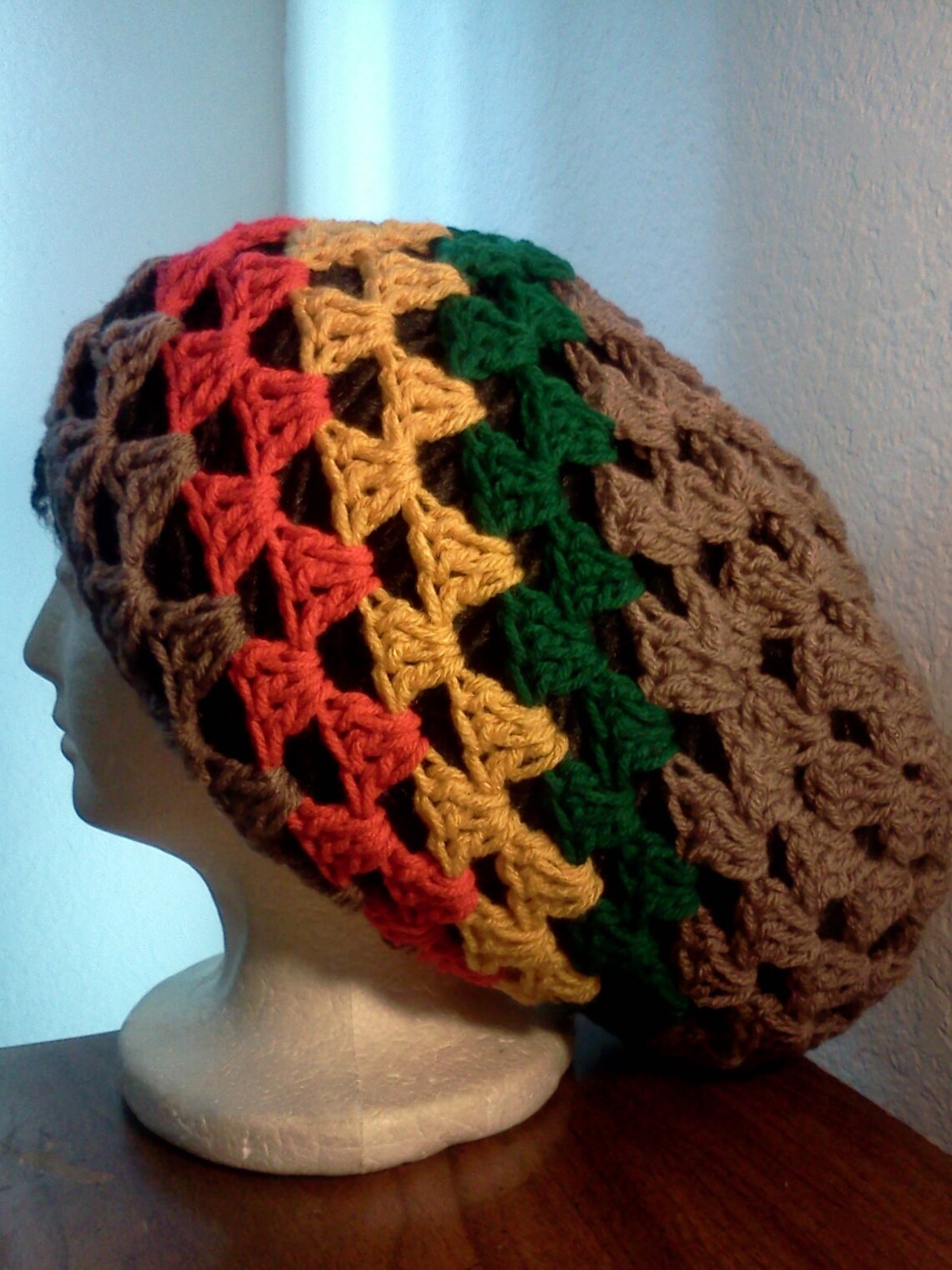 Square Rasta Frames Custom Granny Square Rastafarian Tam // Crochet Tams // Unisex Slouchy ...