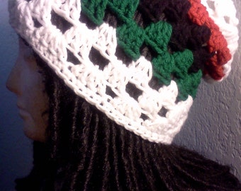 Custom African RBG Slouchy Hat // Crochet Tams // OOAK Unisex Rasta Beanie Hat