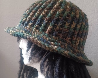 OOAK Custom Ribbed B-Boy-Style Bucket Hat // Crochet Hats // Unisex Hats