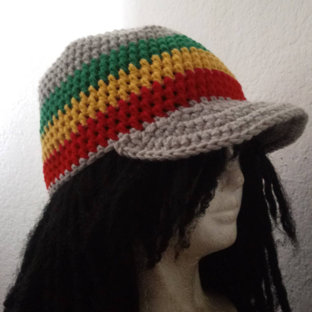 Custom Rastafarian Stripe Baseball Hat // Crochet Hats // OOAK Unisex ...