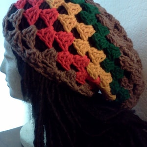 Custom Granny Square Rastafarian Tam // Crochet Tams // Unisex Slouchy Rasta Hats