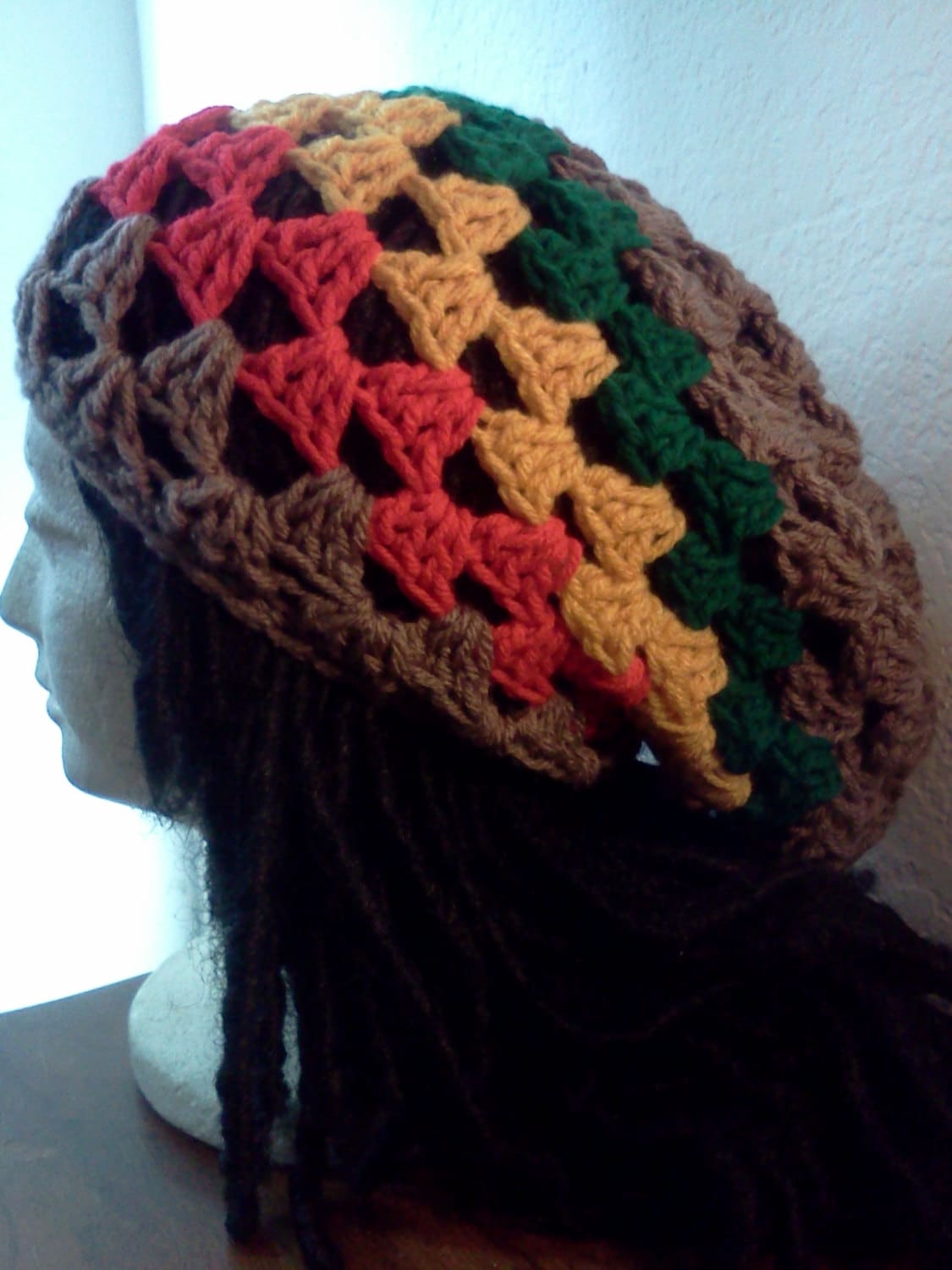 Square Rasta Frames Custom Granny Square Rastafarian Tam // Crochet Tams // Unisex Slouchy ...